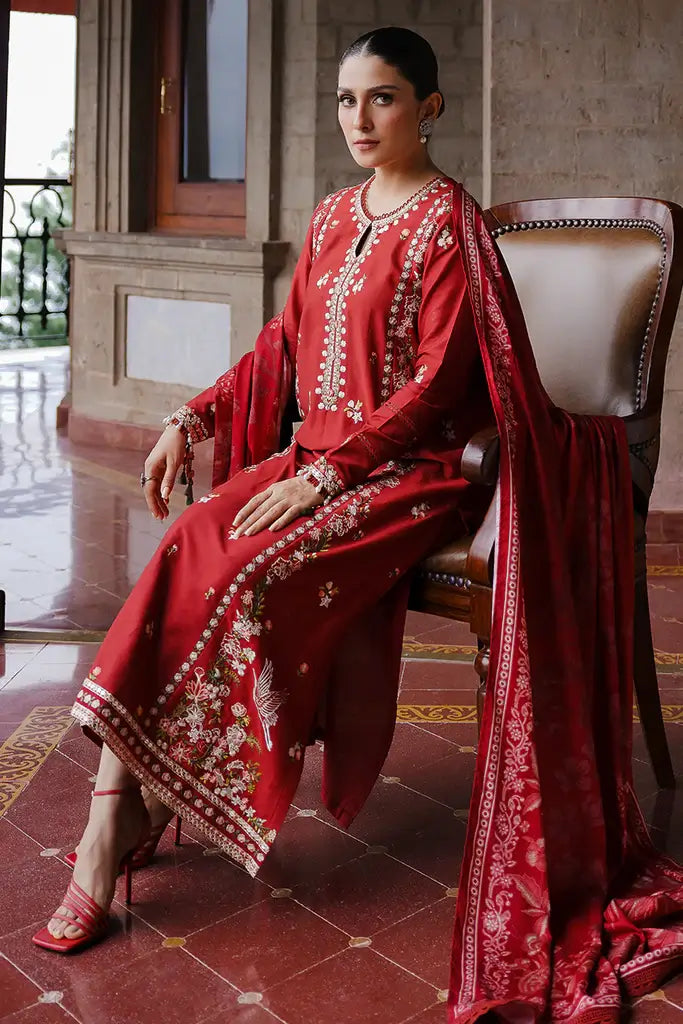 RUBY WHISPER-3PC SATIN EMBROIDERED SUIT